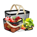 2 Pack Garden Harvest Basket, Metal Mesh Wire Picnic Basket with Handle | for Picnic, Vegetable Gathering, Fruit