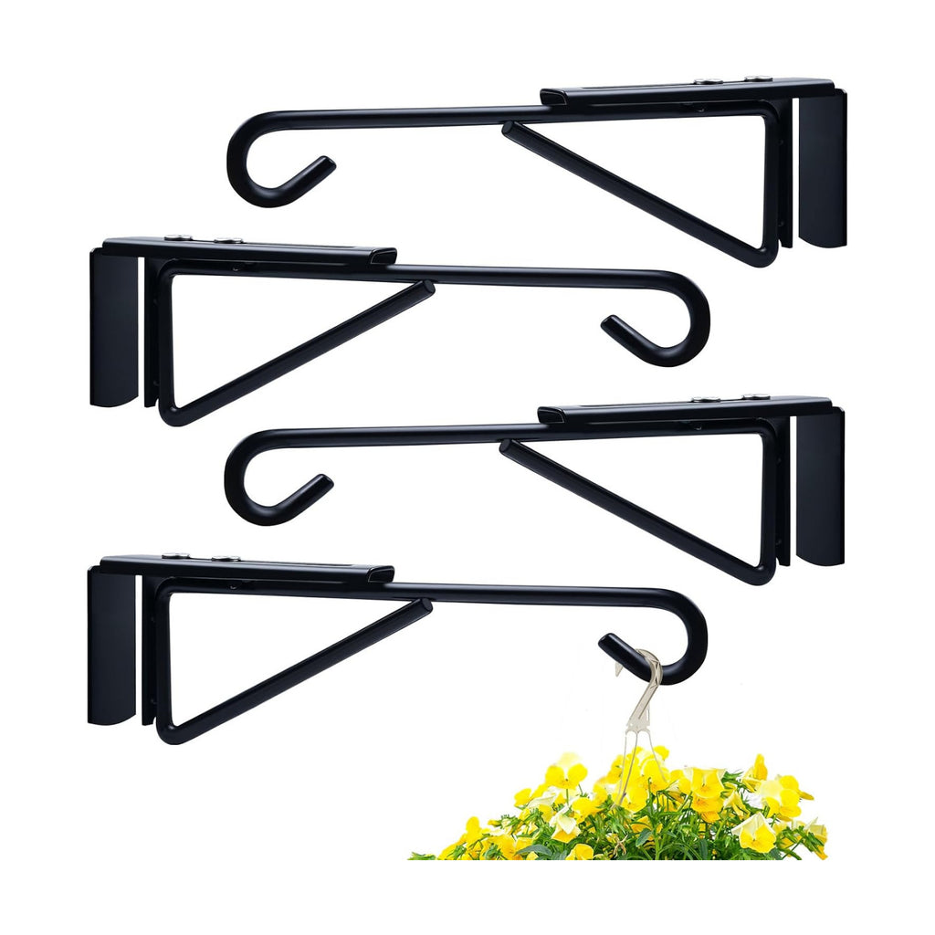 4Pack Adjustable Vinyl Fence Hooks Fit Fence Widths 0.75-3 Inch, Heavy Duty Vinyl Fence Plant Hangers for Hanging Plant
