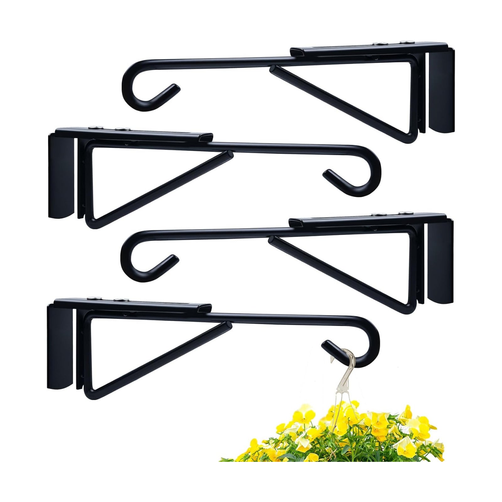 4Pack Adjustable Vinyl Fence Hooks Fit Fence Widths 0.75-3 Inch, Heavy Duty Vinyl Fence Plant Hangers for Hanging Plant