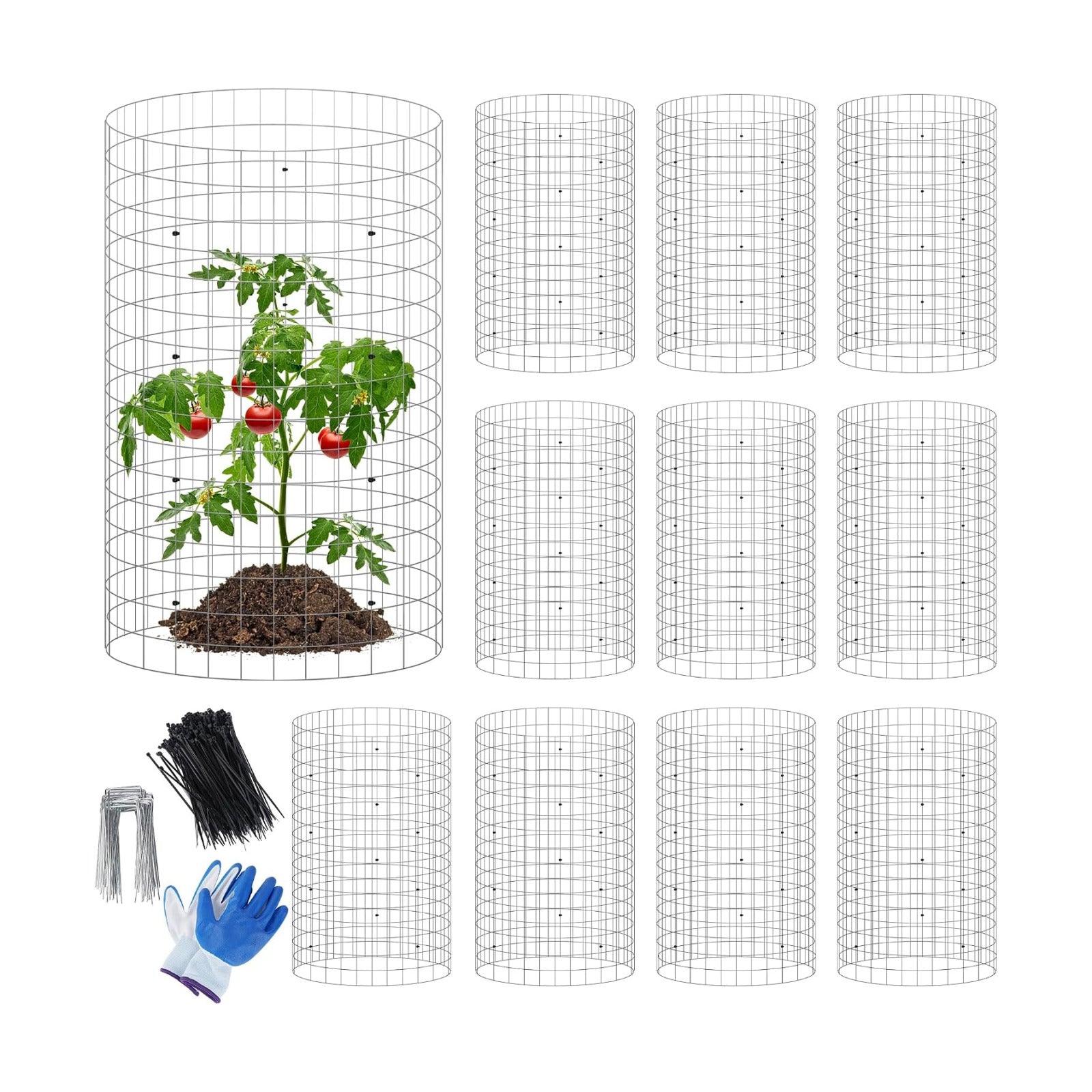 winemana 12 Set Plant Protectors from Animals, Plant Cages for Outdoor | 36 Pcs 16x12 IN Metal Wire Plant Protector