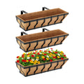 VOXOR Railing Planter Boxes, Heavy Duty Window Box Planters, Adjustable Balcony Planters for Railing Hanging, with Coco