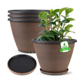 4 Pack 16 inch Plant Pots, Modern Large Planters for Outdoor Plants | Round Plastic Flower Pots with Drainage Holes &