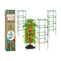60 Inch 4 Pack Heavy Duty Tomato Cages with Clips | Square Tomato Trellis for Raised Garden Bed, Adjustable Plant