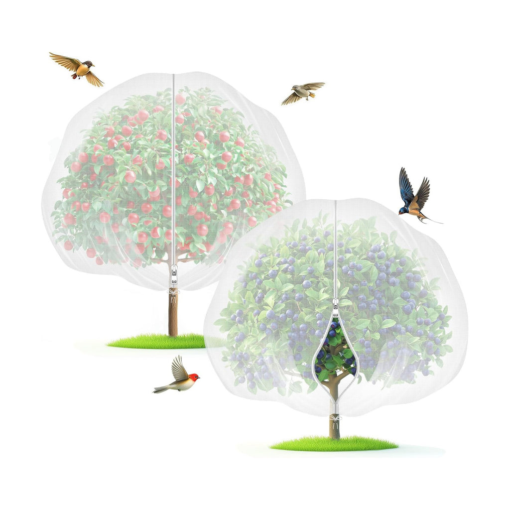 10'x10' Fruit Tree Netting with Zipper & Drawstring(2 Pack) | Garden Plant Net Barrier to Prevent Cicadas Bird