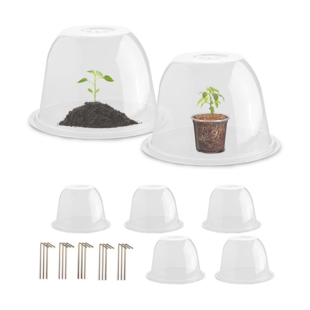 10" D × 6.7" H Plant Protectors from Animals, Garden Cloches for Seedlings Nursery Pots, Durable Humidity Domes with