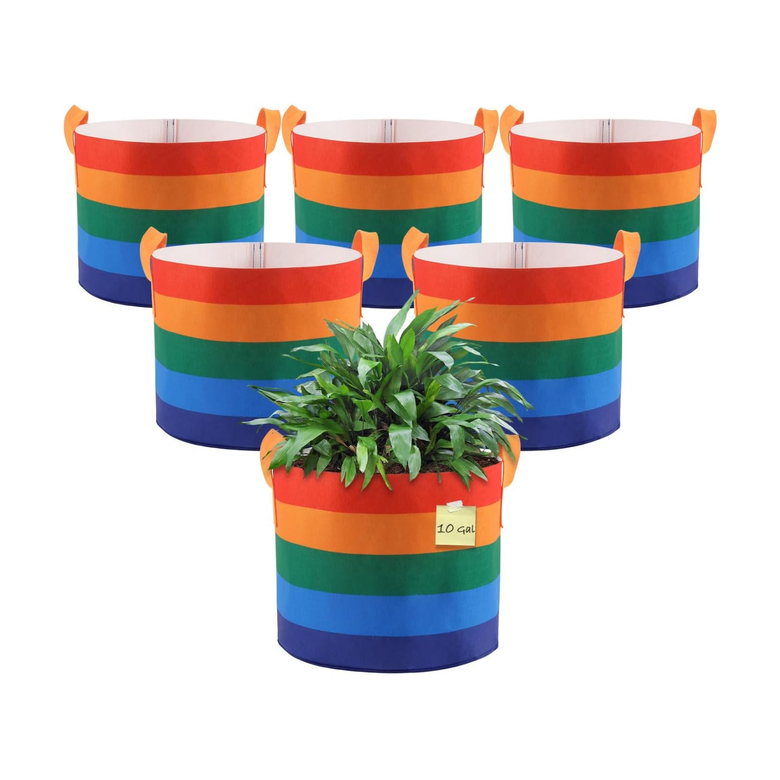 LITLANDSTAR 6 Pack 10 Gallon Grow Bags, Heavy Duty Thickened Colorful Nonwoven Plant Fabric Pots with Handles