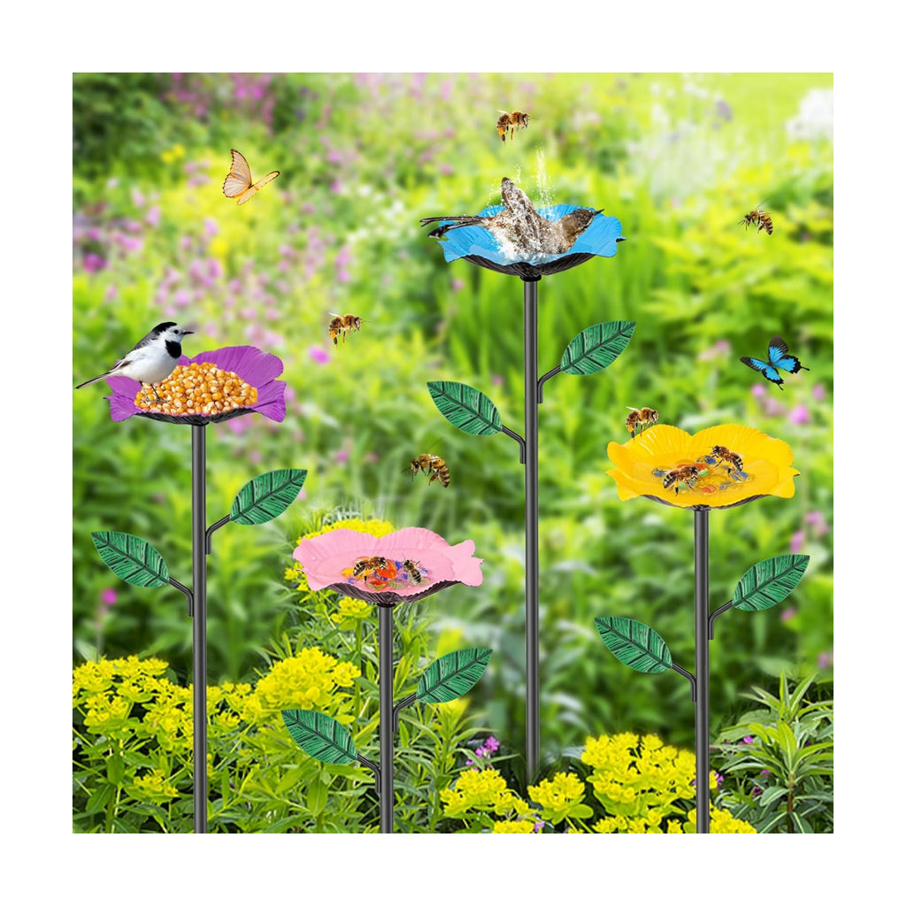 4 Pack Bee Watering Stations Metal Butterfly Bee Feeder for Yard Decor | 4 Pack Bee Watering Stations, Metal Bee