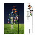 Decorative Rain Gauge Garden Stake with Butterfly and Flower Design, Copper Faucet Style, Metal Garden Decor