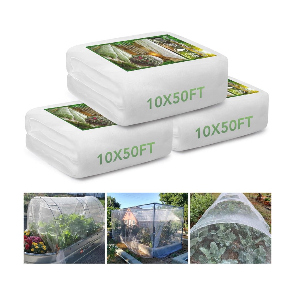 SWANGSA Garden Netting 10 X 50 FT 3Pack, Ultra Fine Garden Mesh Plant Netting for Garden Protection Row Cover Raised