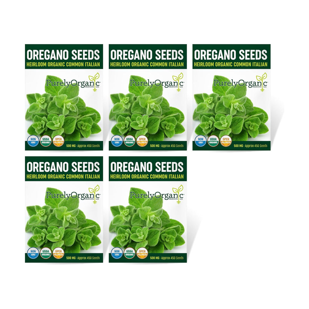 Organic Common Italian Oregano Seeds - USDA Organic, Non-GMO, Open Pollinated, Heirloom (5 Packets - 2.5 Grams - Approx