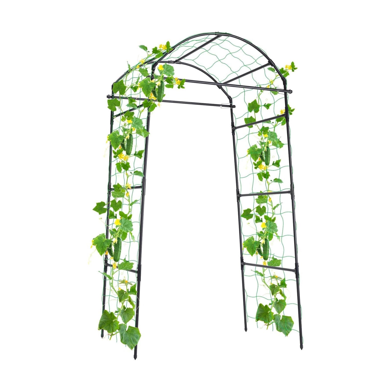 FOLLOOK 6.7FT Garden Arch Trellis for Climbing Plants Outdoor, Black | Metal Cucumber Trellis for Raised Beds with