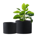 Matte Black Ceramic Plant Pots, 8.1 + 6 Inch Planters for Indoor Plants, Modern Flower Pots with Drainage, Two-Sizes Set