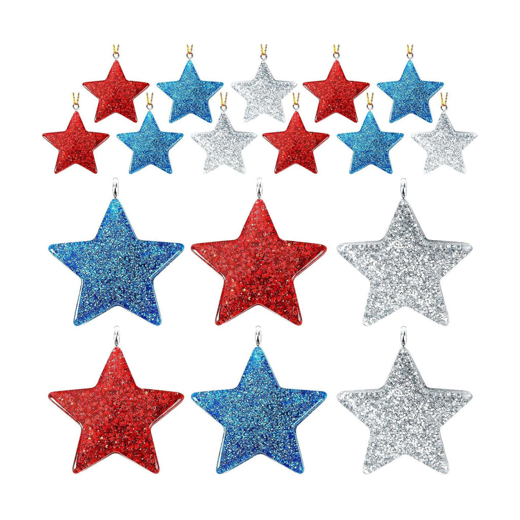 36PCS Mini Resin Patriotic Star Ornaments 4th of July Hanging Decor