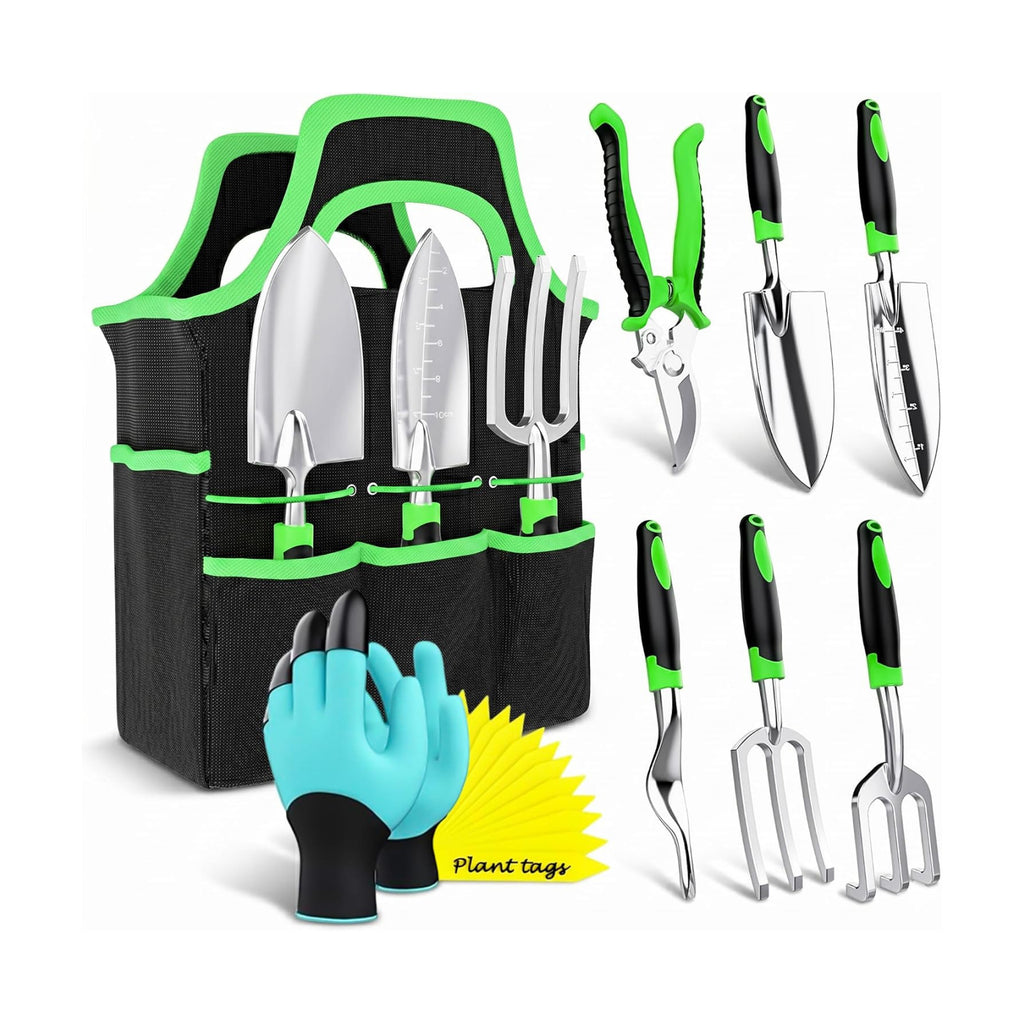 Garden Tools Set 8 PCS Heavy Duty Stainless Steel Gardening Tools for Women | Ergonomic Gardening Hand Tools with Rust