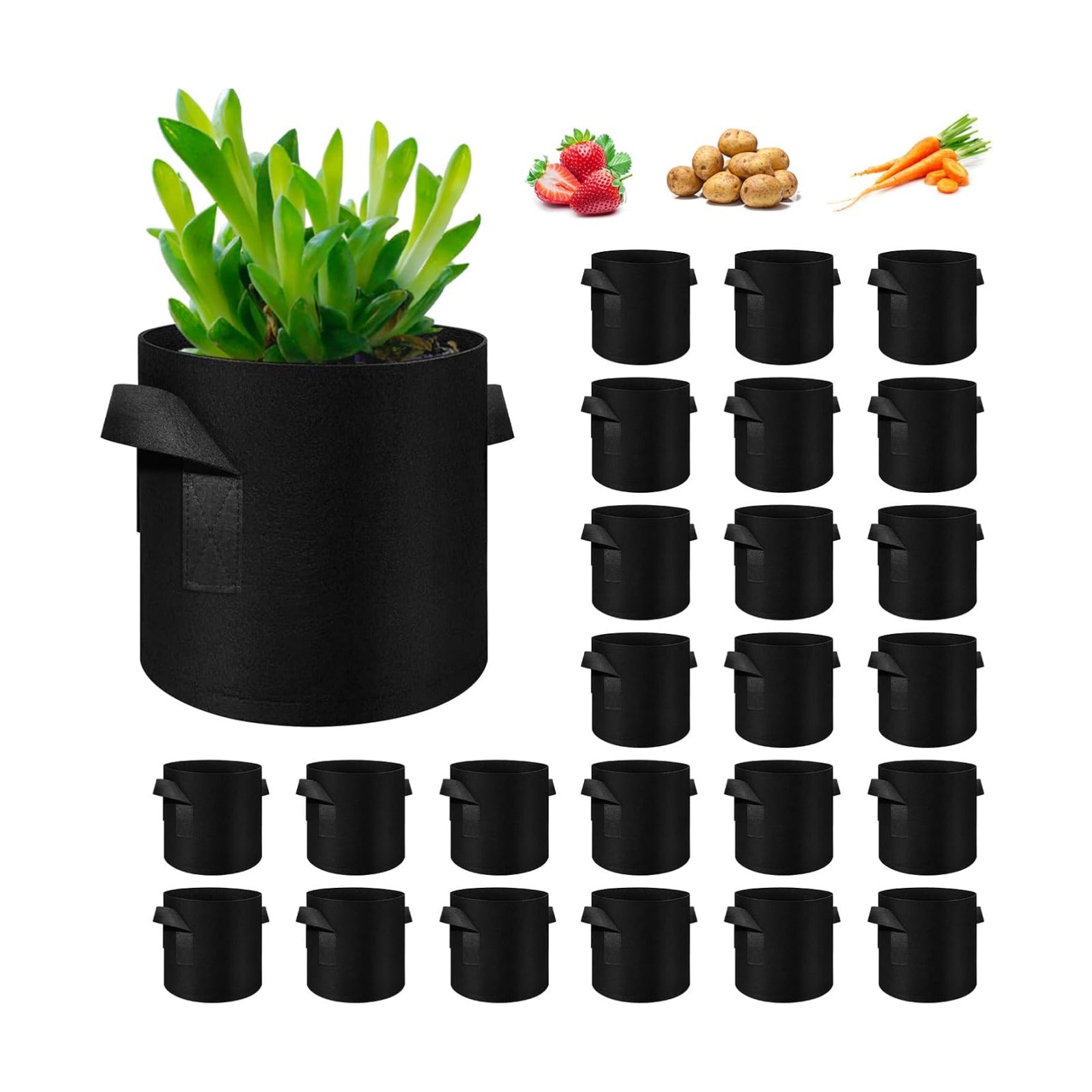 24 Pack 10 Gallon Plant Grow Bags, Thickened Nonwoven Fabric Pots with Handles, Vegetable Planter Bags Containers
