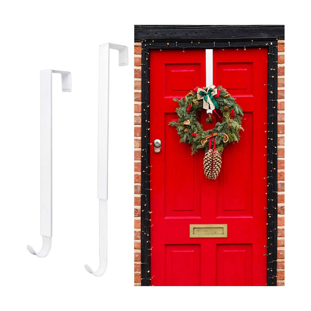 Wreath Hanger for Front Door, Adjustable 15 to 25 Inches Wreath Hangers, 20 lbs Larger Door Upgrade Wreath Hanger, Christmas (White)