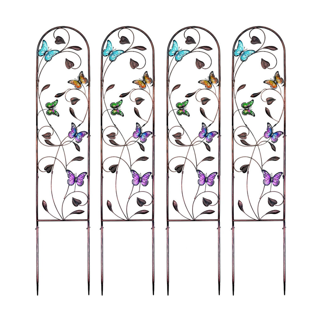 aboxoo 4-Pack Butterfly Metal Garden Trellis, 60" Decorative Outdoor Fence | For climbing