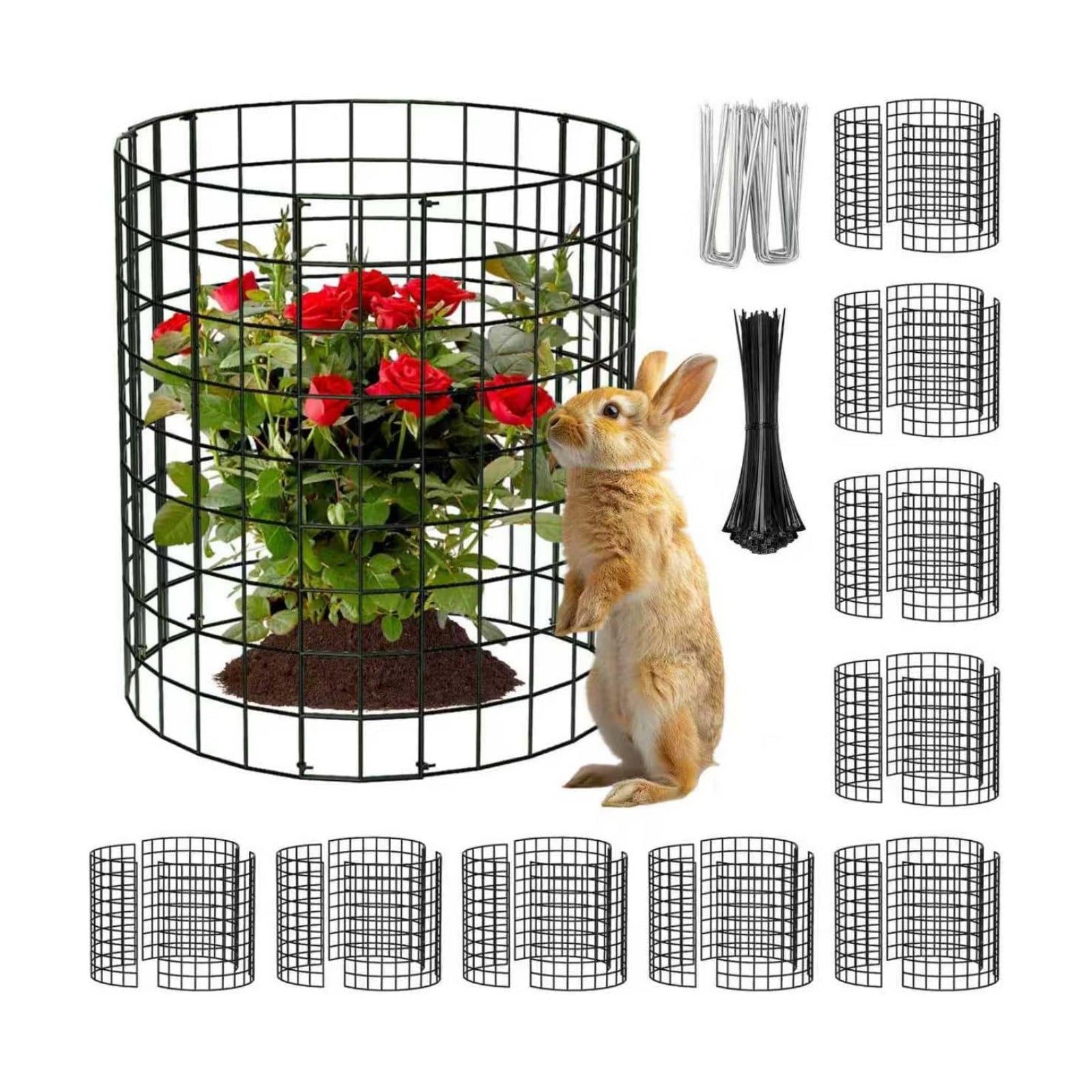 10 Packs Round Plant Protector from Animals,Metal Wire Mesh Garden Plant Cages for Outdoor Gardening Supplies, Garden