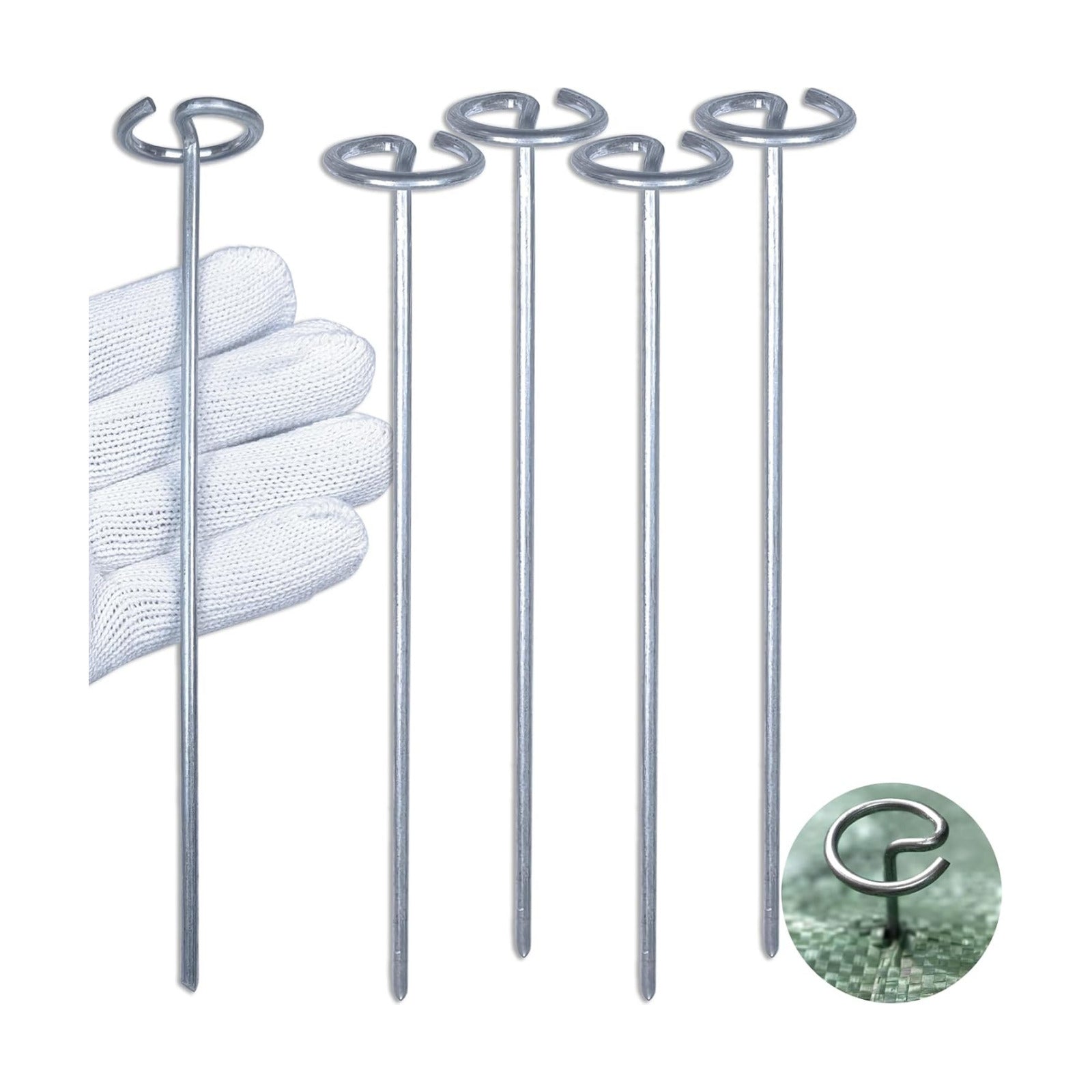 8 Inch Circle Top Landscape Staples, 100Pcs 8 Gauge Galvanized Steel Heavy Duty Gardn Stakes for Outdoor Gardening Weed