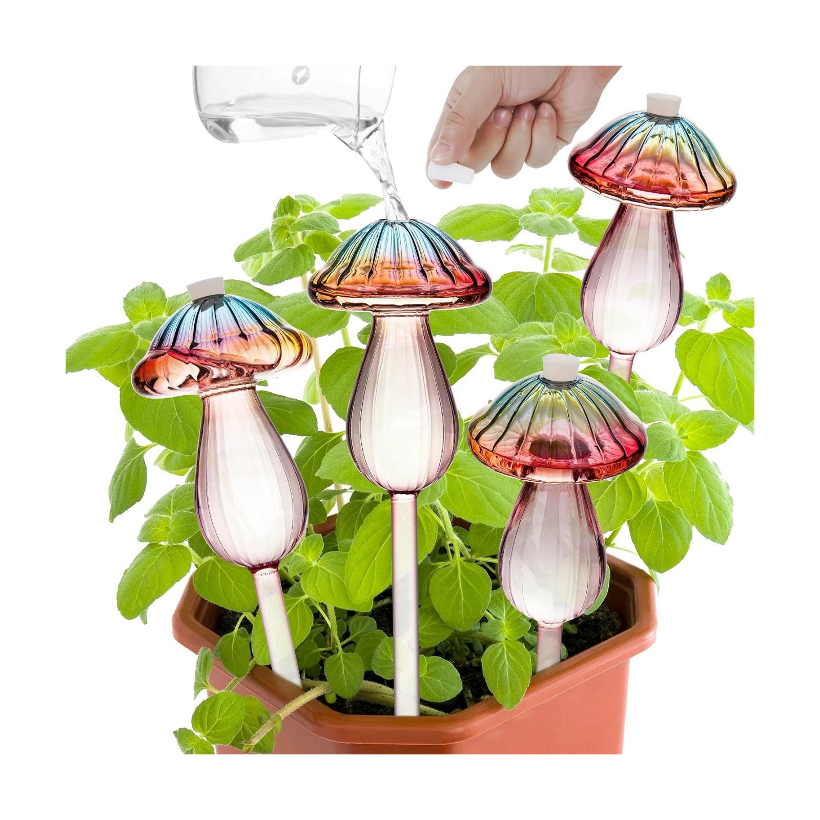 4 Pack Self Watering Globes for Plants Mushroom Glass Plant Watering Globes | Plant Watering Devices for Indoor &