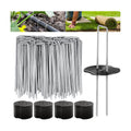 200PCS Garden Stakes Landscape Staples Set with Gasket, 11 Gauge | Heavy Duty Galvanized Garden Pins for Weed Barrier