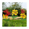 3-Pack Metal Flowers for Outside, 30-Inch Metal Yard Art | Decorative garden stakes with flower and butterfly designs;