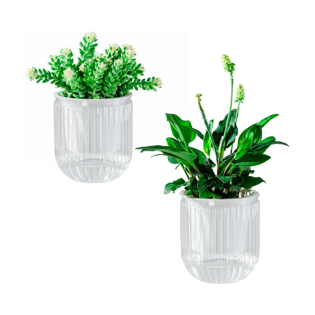 Melphoe Self Watering Pots for Indoor Plants Planter, 4.7 Inch 2 Pack Planters Self Watering Plant Pots for Flower, Houseplants, Succulent, African Violets and Cactus with Drainage