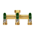 3 Way Garden Hose Splitter, 3/4" GHT Outdoor Water Spigot Splitter | Heavy Duty Solid Brass Body with Shut-off Valves &