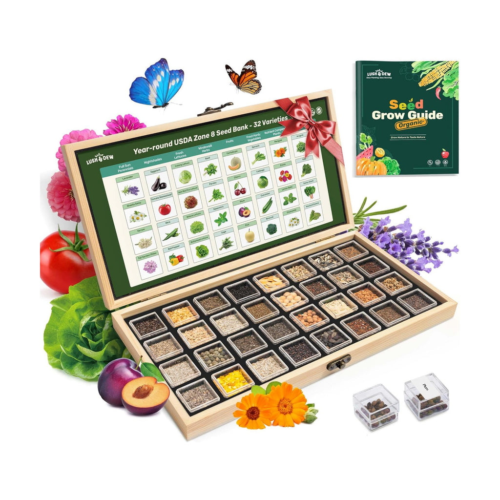 Zone 8 Heirloom Seed Bank, 32 Types Non-GMO Seeds for Planting Vegetables | 30,000+ Garden Seeds for Planting Herbs