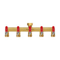 5 Way Garden Hose Splitter, 3/4" GHT Outdoor Water Spigot Splitter | Heavy Duty Solid Brass Body with Shut-off Valves &
