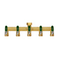5 Way Garden Hose Splitter, 3/4" GHT Outdoor Water Spigot Splitter | Heavy Duty Solid Brass Body with Shut-off Valves &
