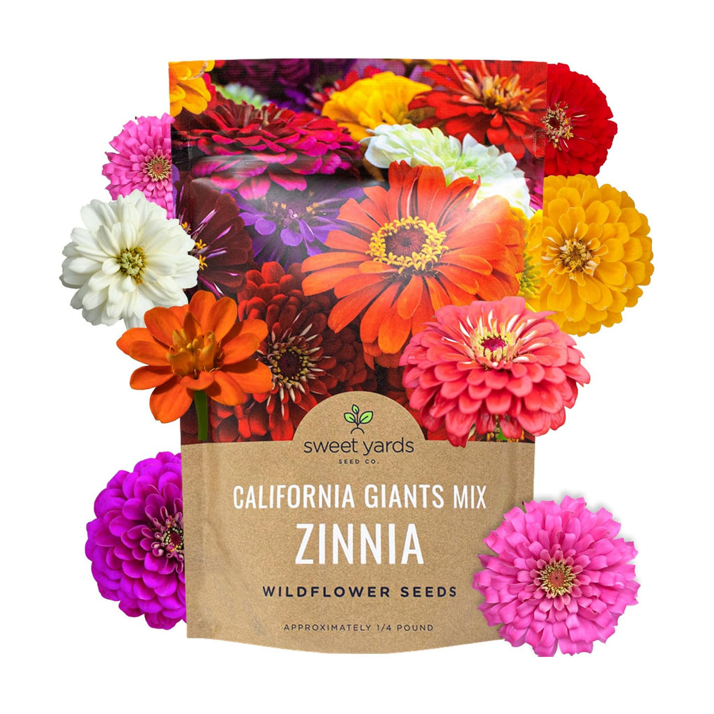 Bulk Zinnia Seeds - California Giants Mix - 1 Pound Bag Over 48,000 Flower Seeds - Mixed Colors and Large Blooms