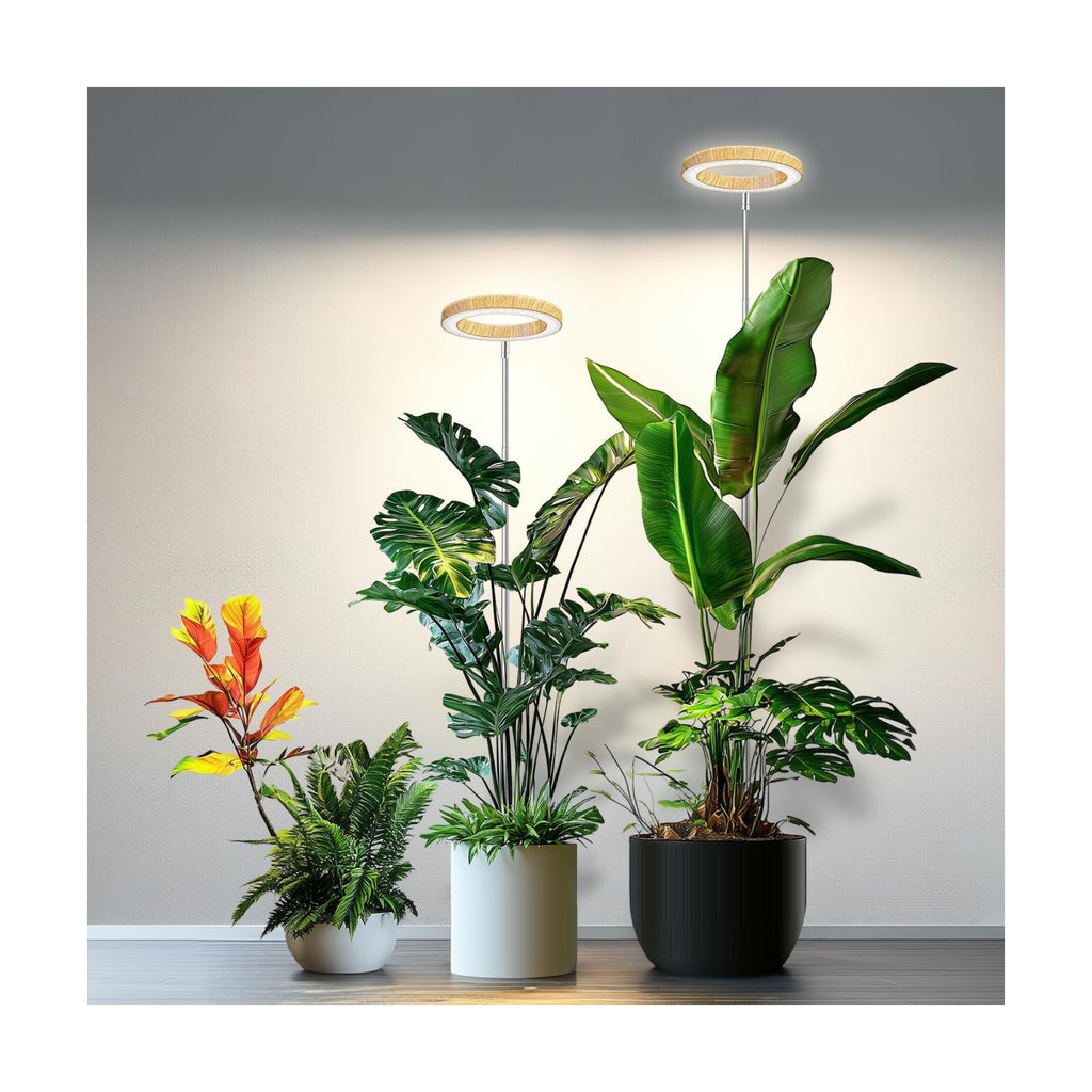 Kullsinss 6.3in Grow Lights for Indoor Plants, Full Spectrum Plant Light | Wood Grain Growing Lamp with 6/12/16H Timer