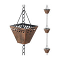 Square Rain Chain Gutter Downspout Copper Rain Chains for Gutters with 12 Cups, Adjustable Rain Catcher Chain with Bell