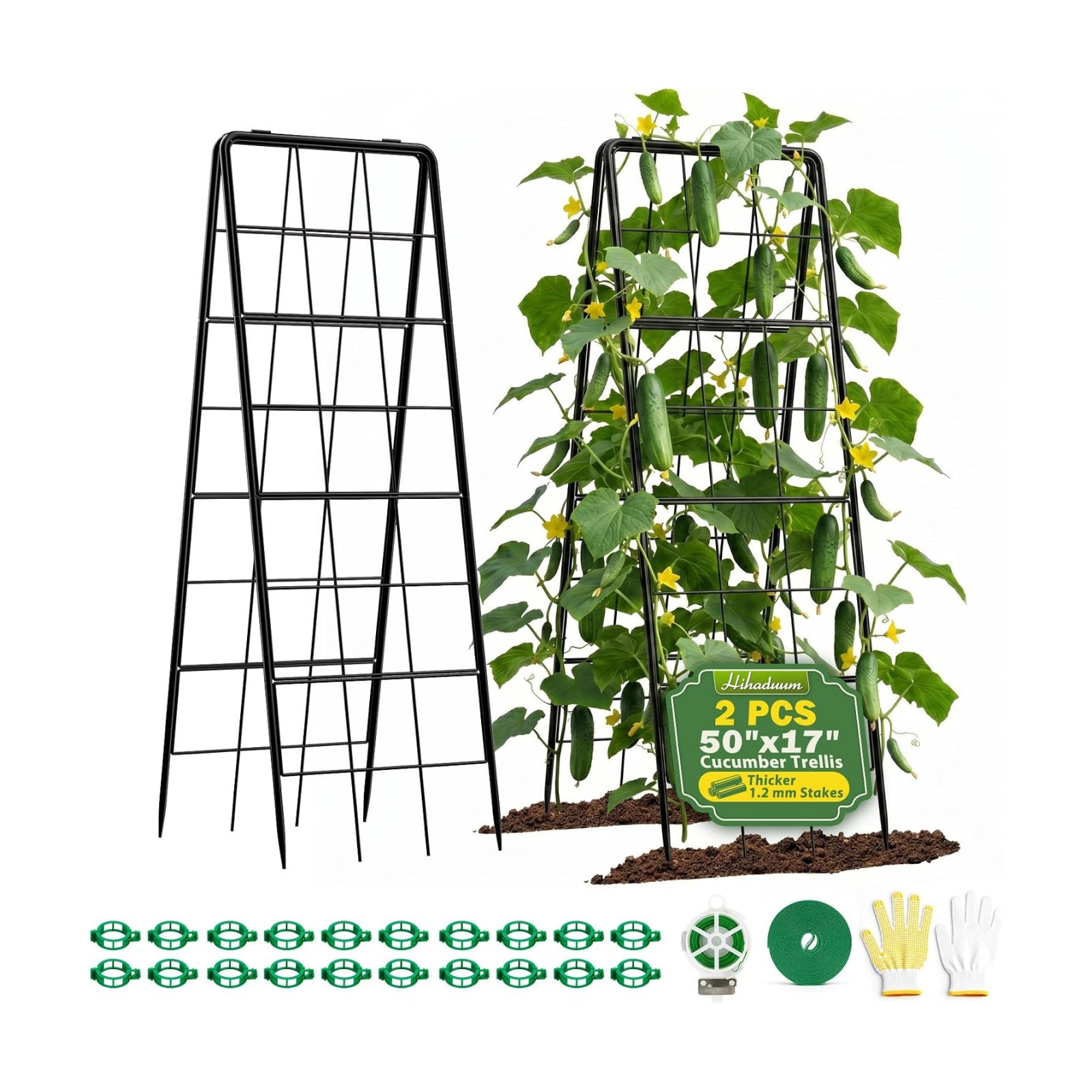 2 Pack 50" Tall A Frame Trellis for Climbing Plants Outdoor (50" X 17") – Heavy Duty Garden Adjustable Trellis, Metal