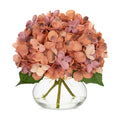 Hollyone Fall Hydrangea Artificial Flowers for Decoration with Glass Vase Dark Peach Autumn Silk Fake Flower Arrangements with Faux Water Table Centerpiece Vase with Flowers Fall Decorations for Home