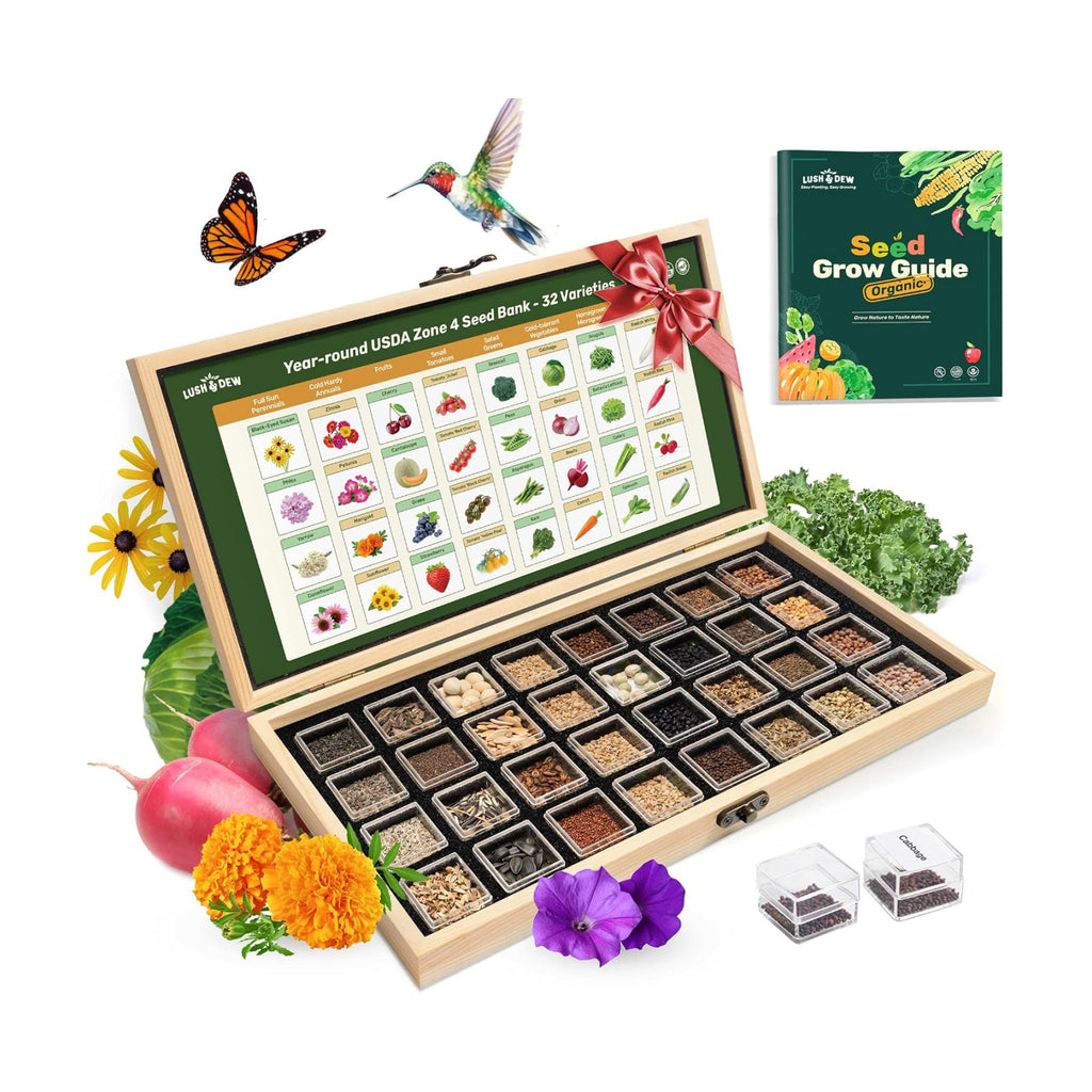 USDA Zone 4 Seed Bank, 32 Varieties Non-GMO Heirloom Vegetable Herb Seeds | Gardening Gifts for Women Men, Emergency