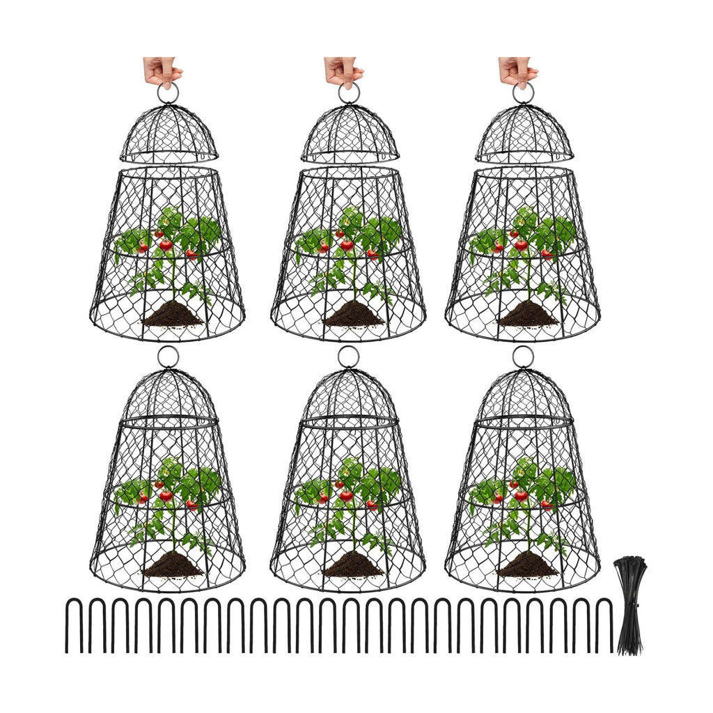 6 Pcs Garden Cloches for Plants, Metal Extra Large Chicken Wire Cloche Plant Covers, Garden Netting Plant Protectors