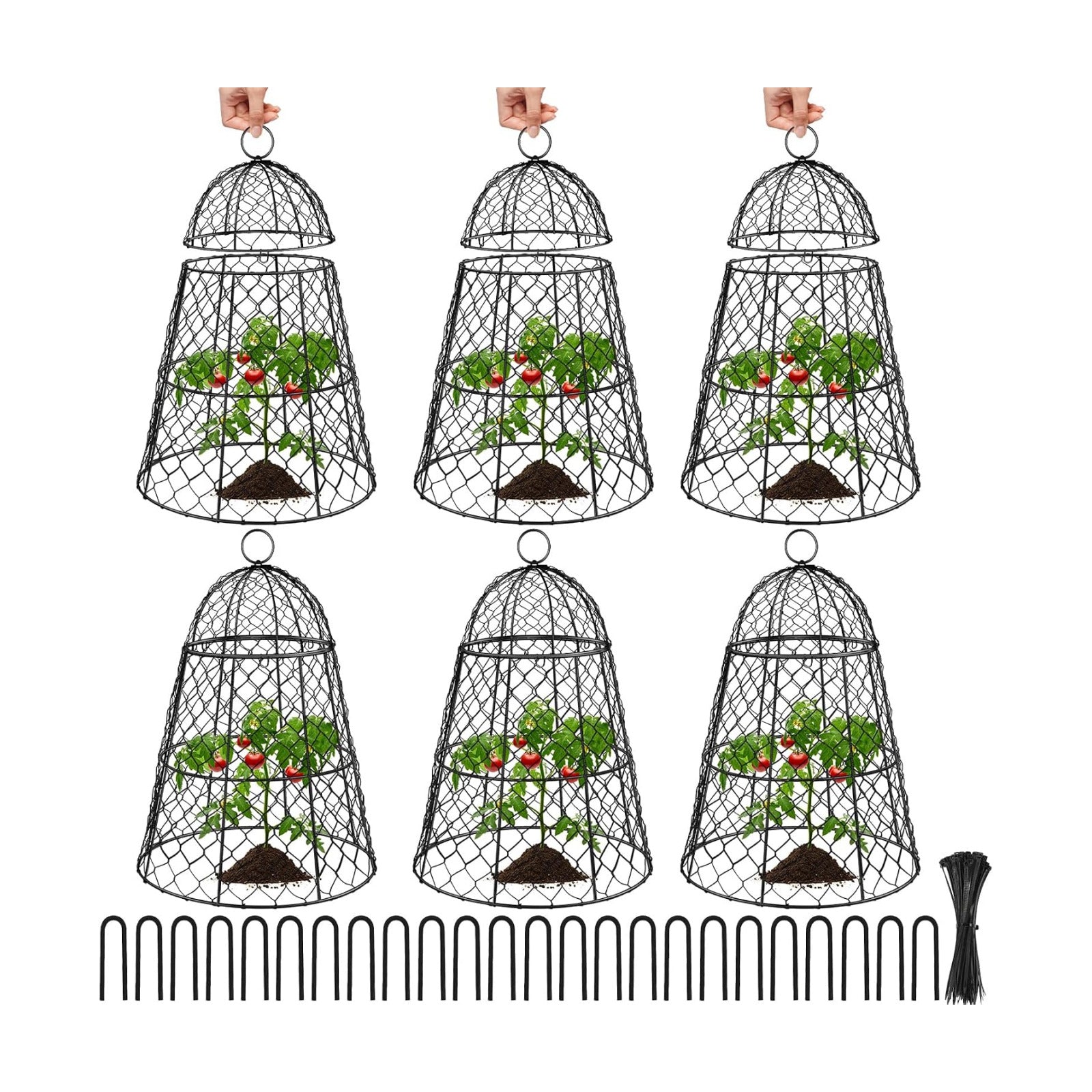 6 Pcs Garden Cloches for Plants, Metal Extra Large Chicken Wire Cloche Plant Covers, Garden Netting Plant Protectors