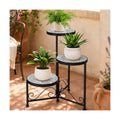 3 Tier Mosaic Corner Plant Stand Foldable Display Shelf Black | Tall Plant Holder Space-Saving Corner Design Perfect