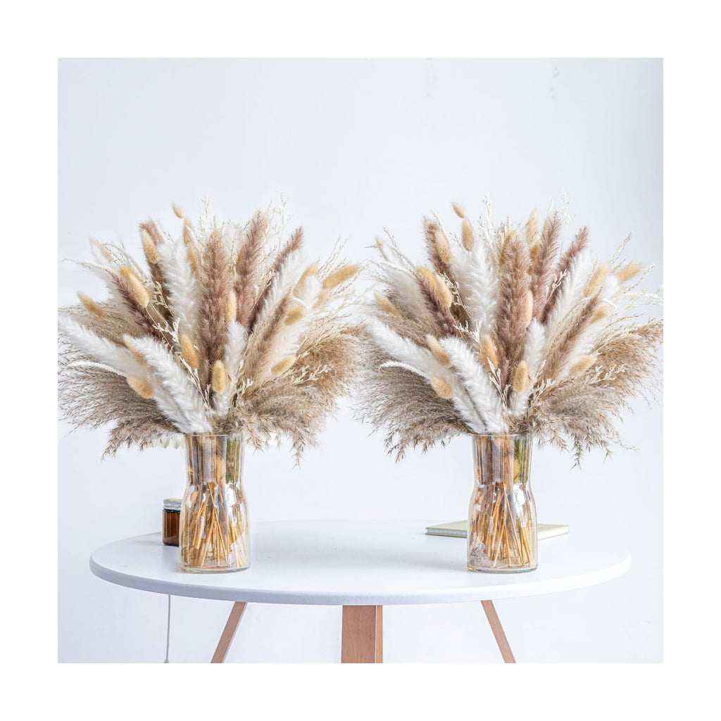 300PCS Natural Dried Pampas Grass Boho Home Decor Bouquet Phragmites Dried Flowers Bouquet for Wedding Floral Arrangements Home Decorations (300PCS)