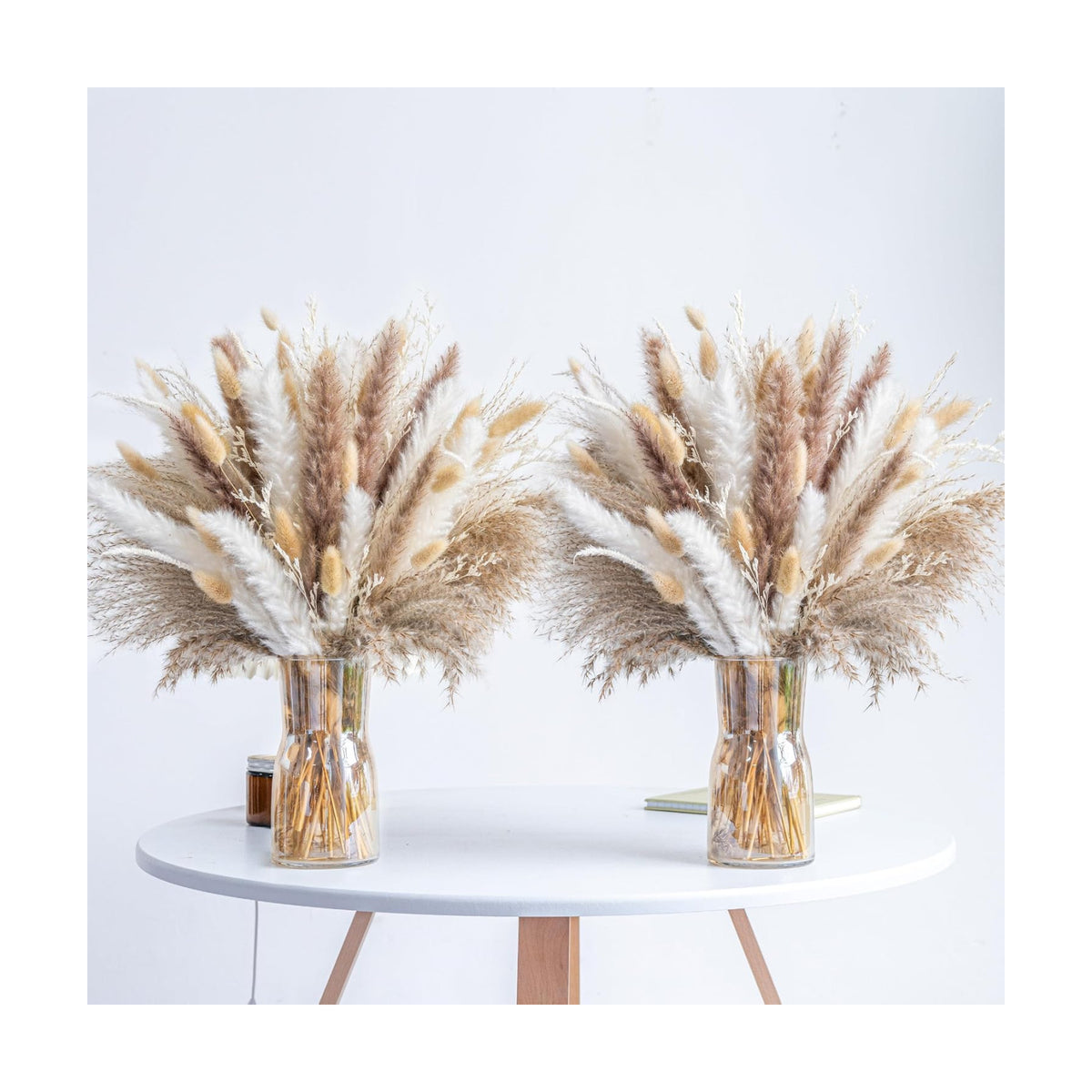 300PCS Natural Dried Pampas Grass Boho Home Decor Bouquet Phragmites Dried Flowers Bouquet for Wedding Floral Arrangements Home Decorations (300PCS)