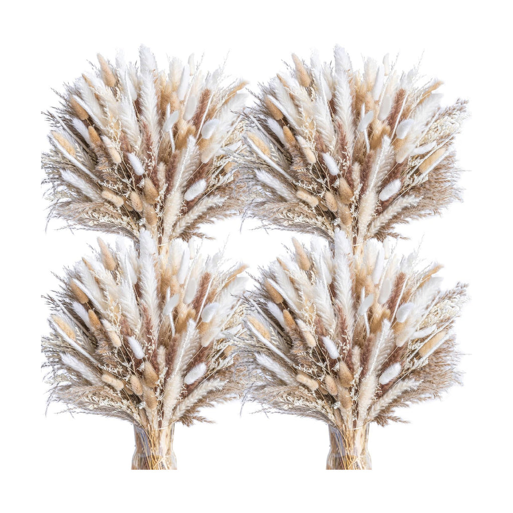 440PCS Natural Dried Pampas Grass Boho Home Decor Bouquet Phragmites Dried Flowers Bouquet for Wedding Floral Arrangements Home Decorations (440PCS)