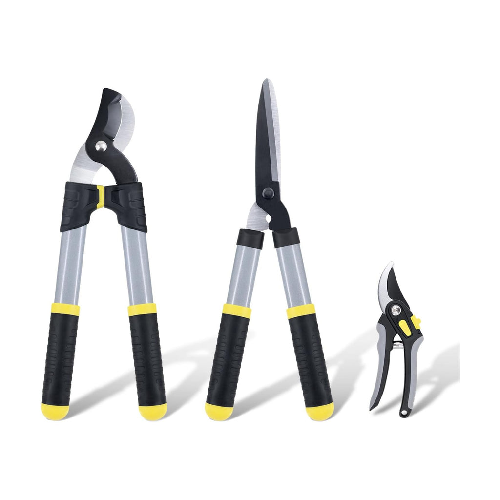 Colwelt Loppers Hedge Clippers Garden Shears 3Pcs, 17’’ Gardening Scissors | Compact 17in Garden Pruning Shears Set