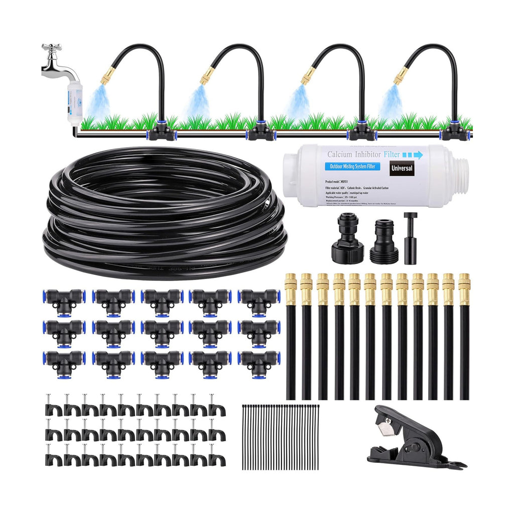 Drip Irrigation Kits Auto Garden Irrigation System Calcium Inhibitor Filter | Includes 66FT 5/16 inch Irrigation Tubing