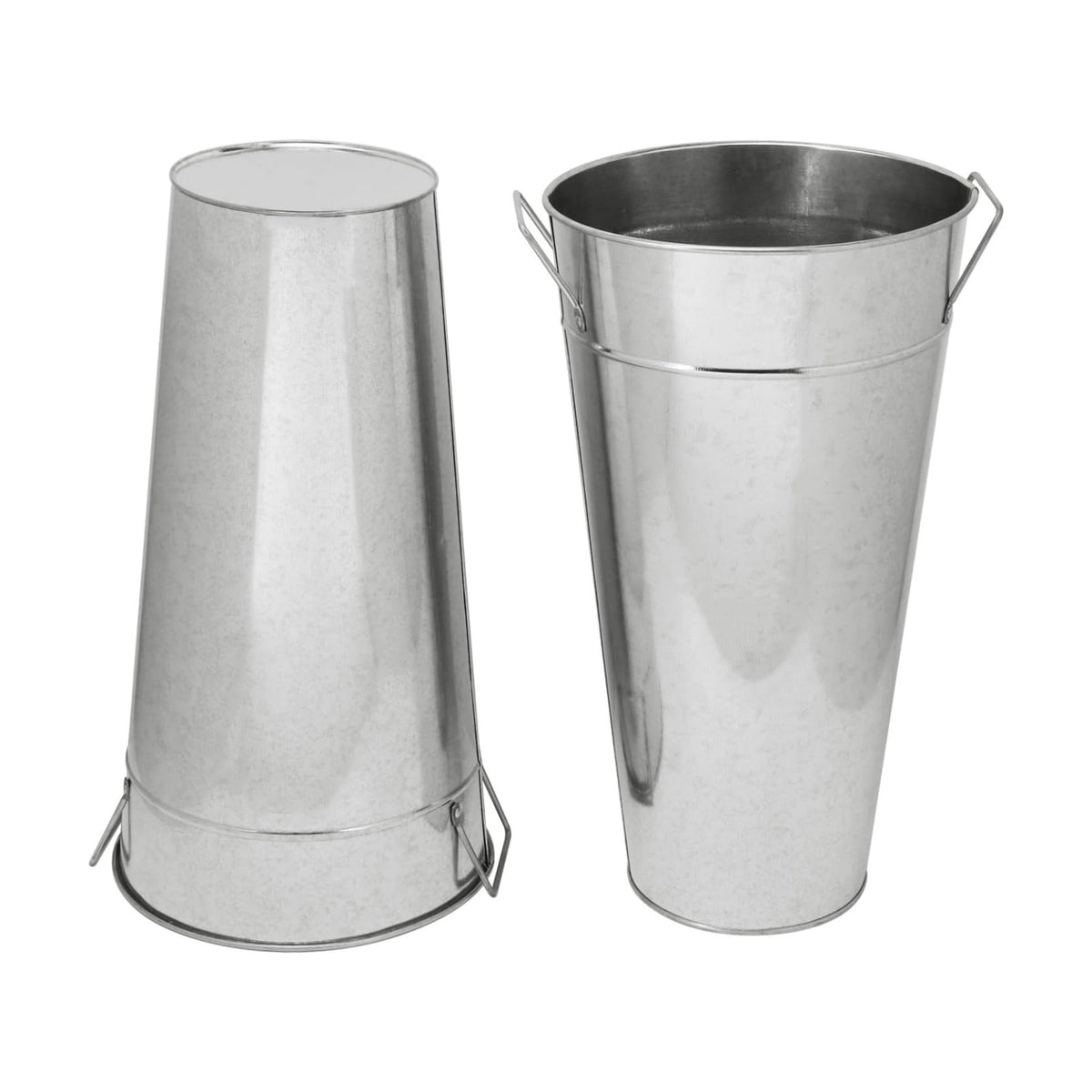 2 Pcs 15 Inch High Galvanized Metal Vase, French Flower Bucket Vases, Galvanized Vase for Any Farmhouse, Modern, or Traditional Setting.