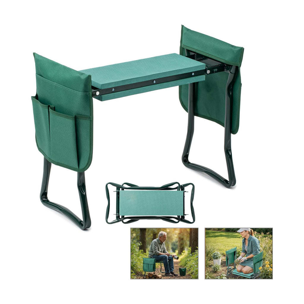 Simple Deluxe Garden Kneeler and Seat, Foldable Kneeling Stool with Thicker EVA Foam Pad, Heavy Duty Bench with Tool