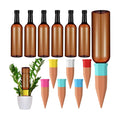 SiliFine 6 Sets Terracotta Watering Spikes,Brown and Mixed Color | 26 oz Bottles for Slow Release Watering, Self