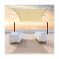ColourTree 16' x 16' Beige Square Sun Shade Sail Mesh Canopy Fabric Cloth Screen - UV Block Heavy Duty & Commercial