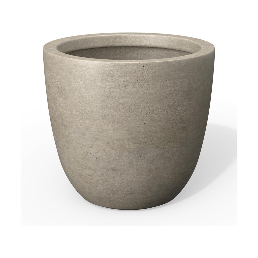 Kante Small Round Bowl Weathered Concrete Planter 10" Dia, Outdoor | Rubber Plug for Indoor, Drainage for Garden